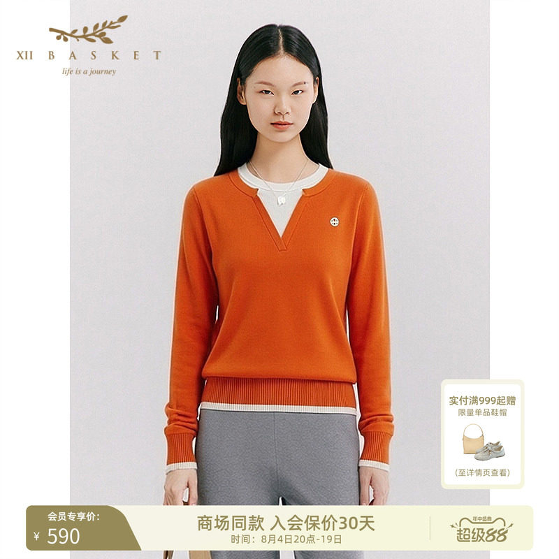 十二篮假两件针织衫正肩女上衣