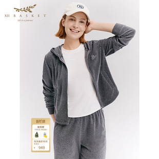 连帽外套女休闲百搭设计感 显瘦运动风上衣短款 十二篮26春新款 修身