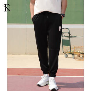 FN自然感觉男青少年夏薄运动裤 64033 宽松天丝黑色松紧腰橡筋长裤
