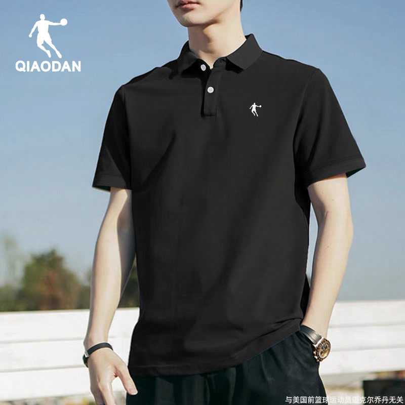 乔丹短袖男2026夏季新款黑色休闲Polo衫翻领健身上衣宽松运动服男