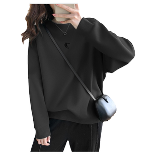 乔丹卫衣女灰色长袖2026春季新款官方正品宽松慵懒女装圆领运动服