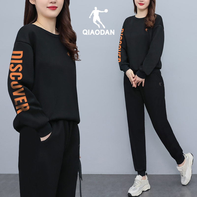 中国乔丹运动套装女秋装2023新款休闲卫衣运动裤时尚健身服两件套