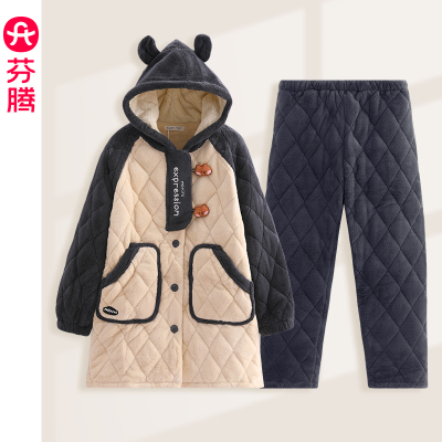 芬腾三层珊瑚绒夹棉女冬季加厚