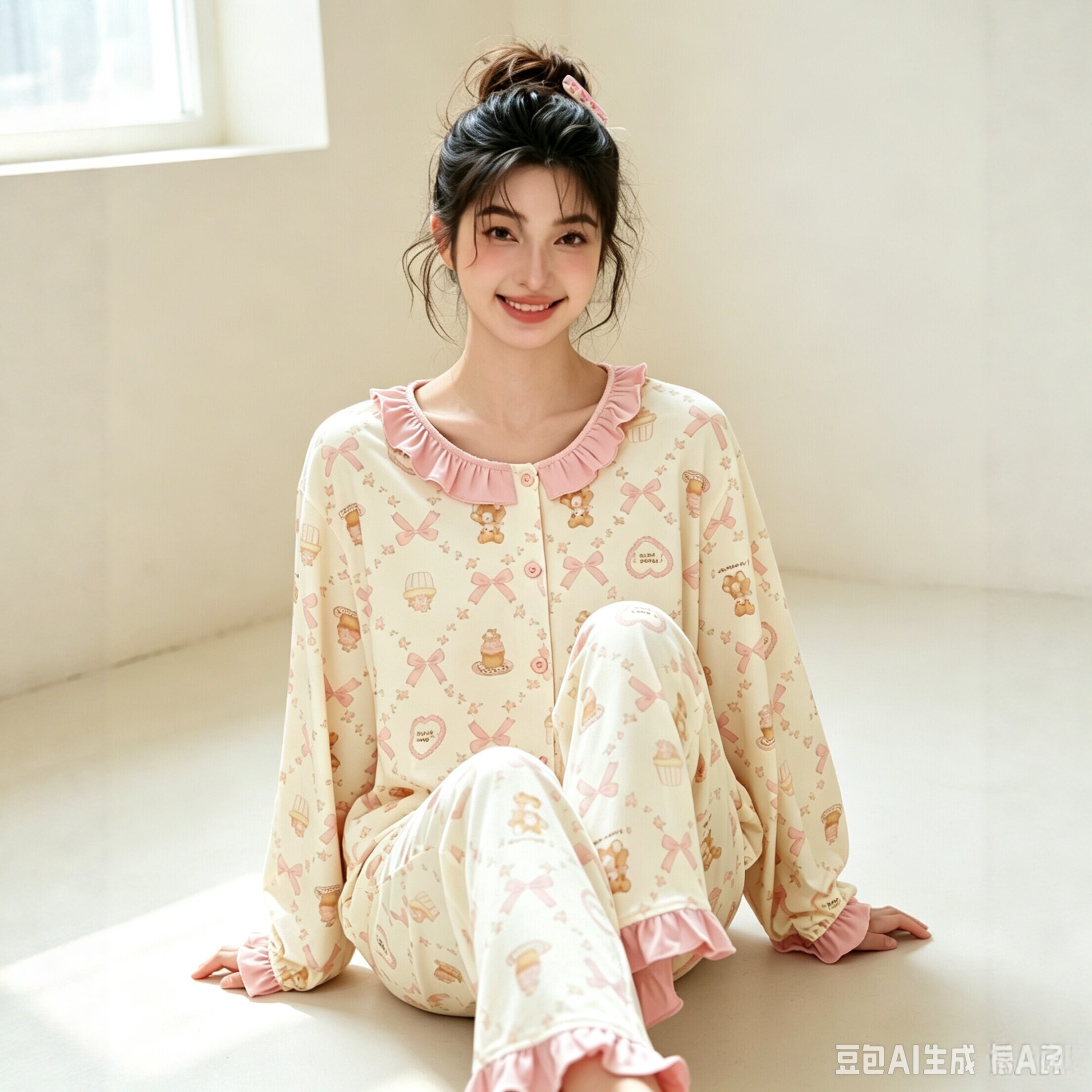 芬腾女士纯棉甜美睡衣套装