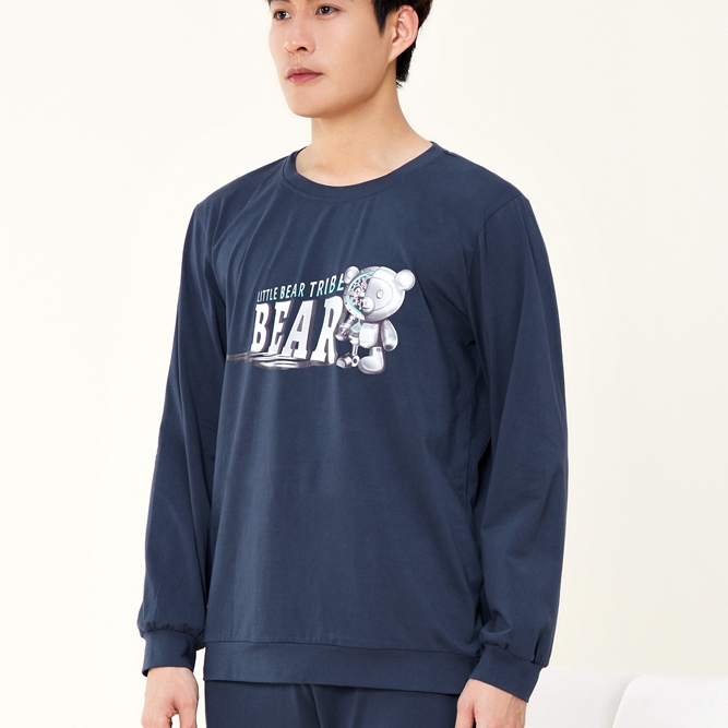 芬腾睡衣男士2025年春秋新款纯棉长袖长裤圆领卡通青年家居服套装