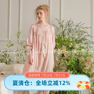 尘熙天丝七分袖超薄蕾丝睡裙