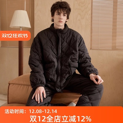 尘熙睡衣冬季男款加厚三层夹棉