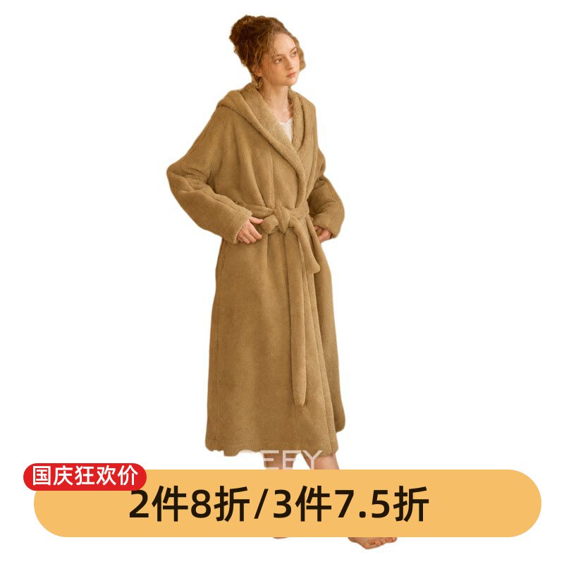 尘熙加厚珊瑚绒女士睡袍冬