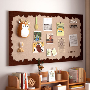 书桌毛毡板墙贴照片墙背景板挂墙面粘相片框展示羊毛毡版软木板免打孔愿景企业文化墙装饰创意书桌拼豆留言板
