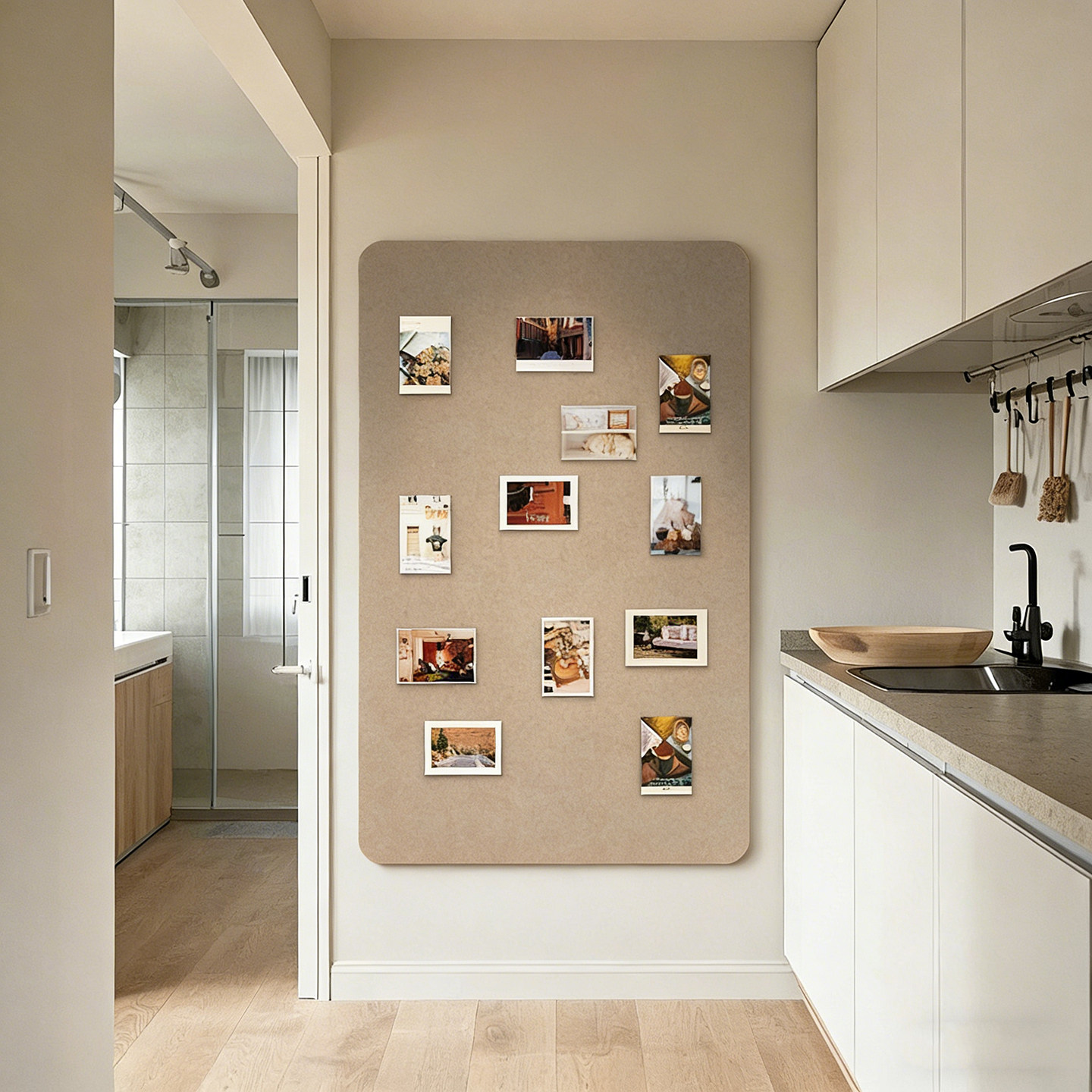 圆角毛毡板新家装饰创意客厅墙面拍立得照片墙毛毡墙贴展示墙软木板背景板高级感相片愿景挂饰玄关入户门定制