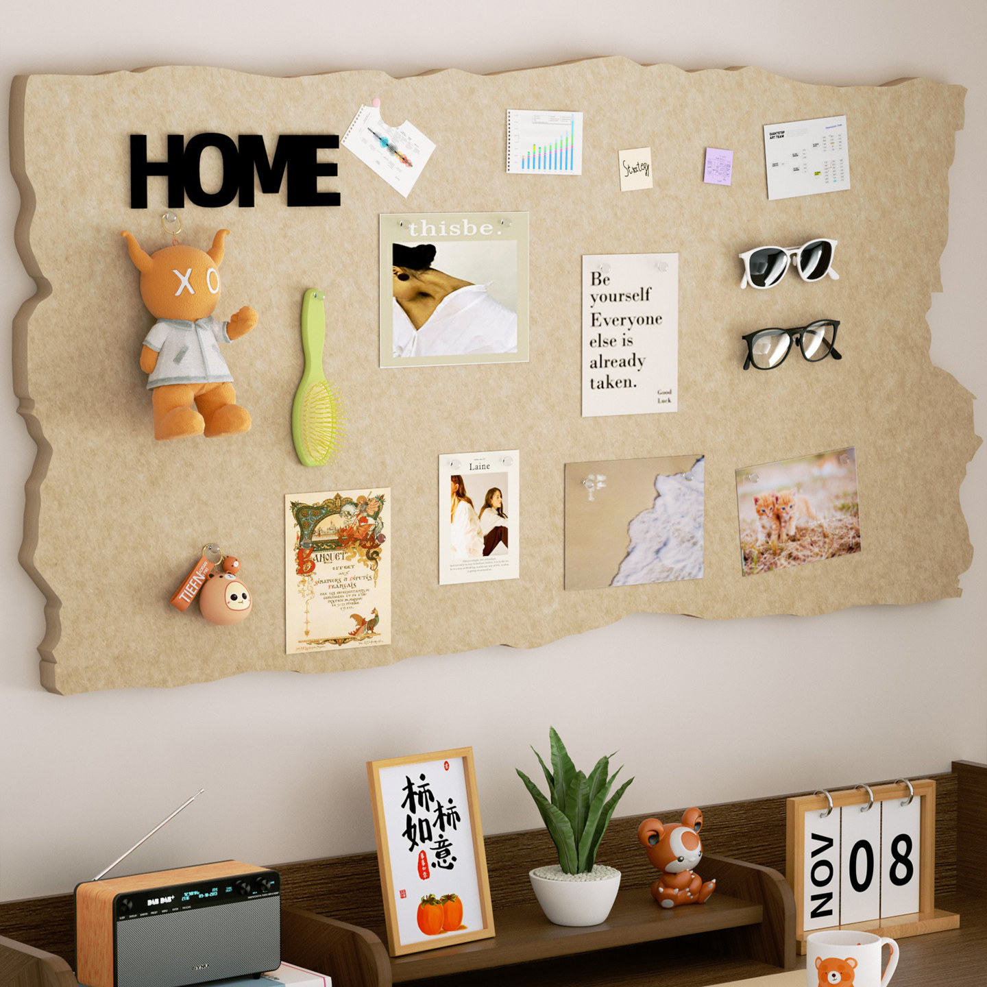 毛毡板毛毡墙贴背景板创意墙面展示板软木板大墙面旅行足迹高级感客厅