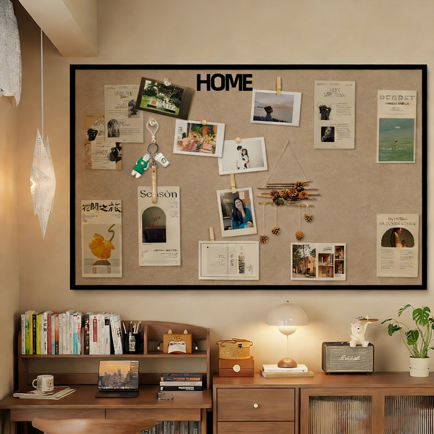 照片墙组合相框毛毡板墙贴挂绳幼儿园装饰置物架挂件书房卡片收纳