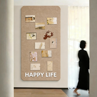 玄关免打孔毛毡板毛毡墙贴照片墙挂展示墙软木板背景板软木装饰板置物架相框挂画自粘墙壁贴板公司文化墙定制