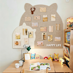 毛毡板照片墙毛毡墙贴展示墙软木板拼豆背景板墙面遮丑装饰免打孔粘毛板定制家庭客厅创意相片幼儿园教室收纳