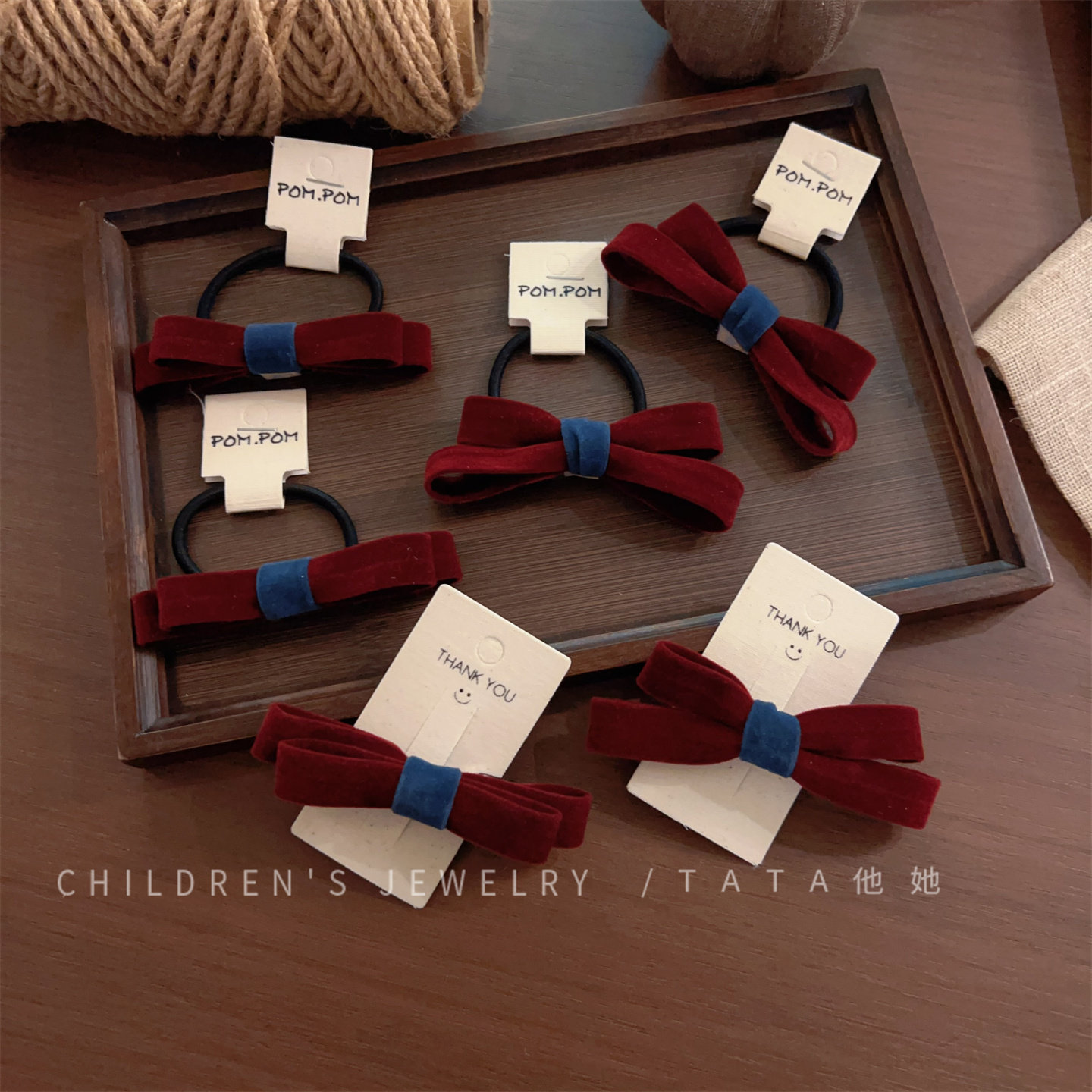 复古酒红丝绒撞色蝴蝶结发夹发圈可爱女童头绳高级感儿童洋气头饰,童装/婴儿装/亲子装,发饰,淘宝优惠券,粉丝福利购,淘宝优惠卷