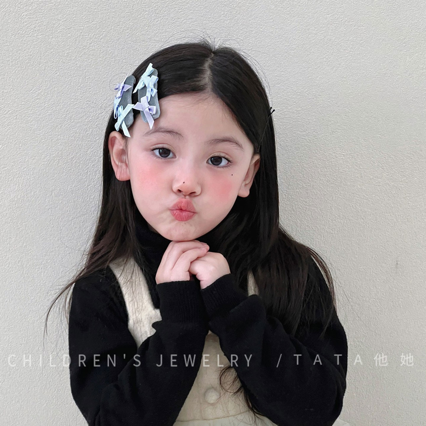 丝绒方形蝴蝶结法式头饰气质发夹