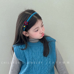 韩版彩色花朵发箍儿童发卡头饰女百搭装饰头箍可爱少女风女孩发饰