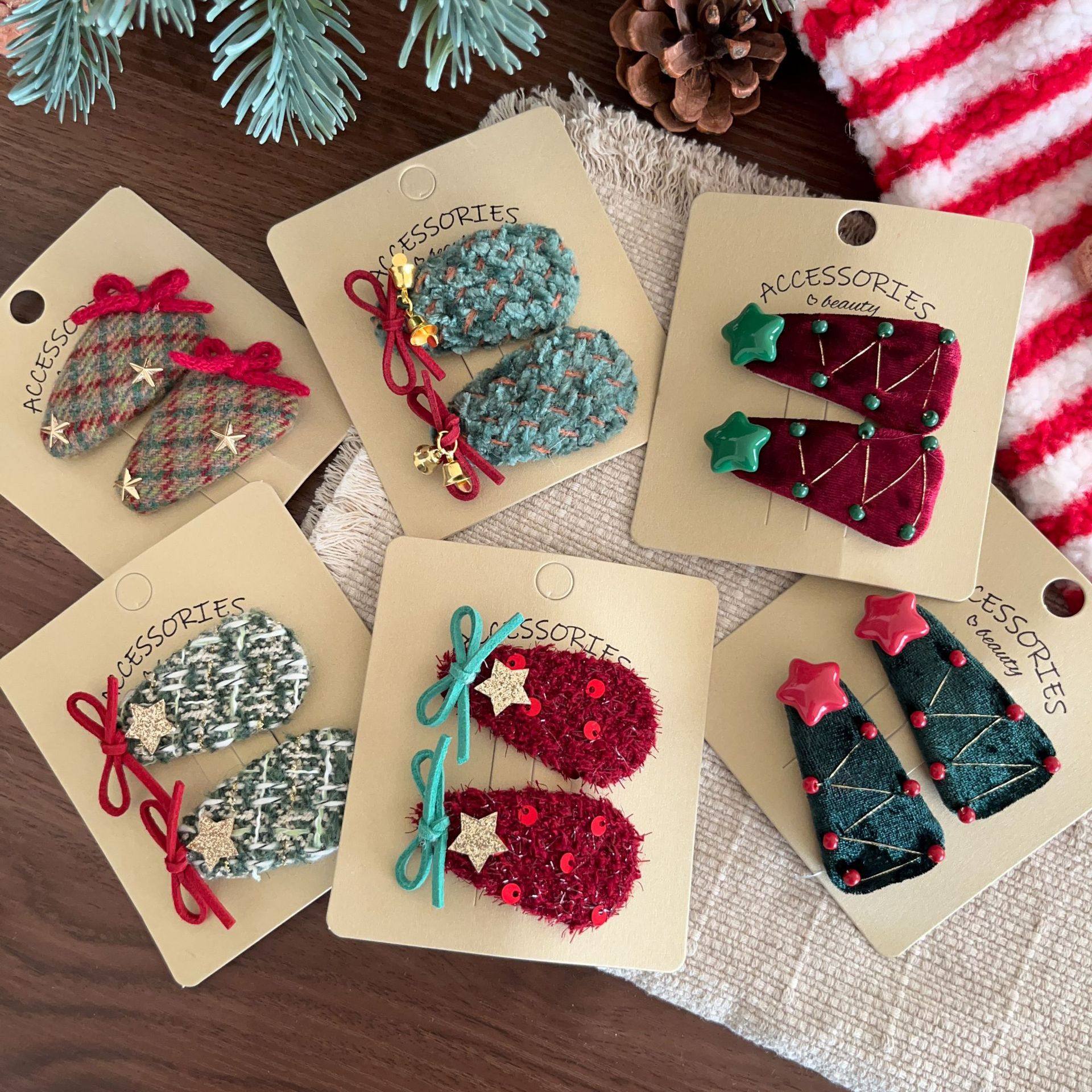 丝绒圣诞树星星发夹bb夹小香风蝴蝶结掰掰夹碎发边夹儿童圣诞头饰,童装/婴儿装/亲子装,发饰,淘宝优惠券,粉丝福利购,淘宝优惠卷