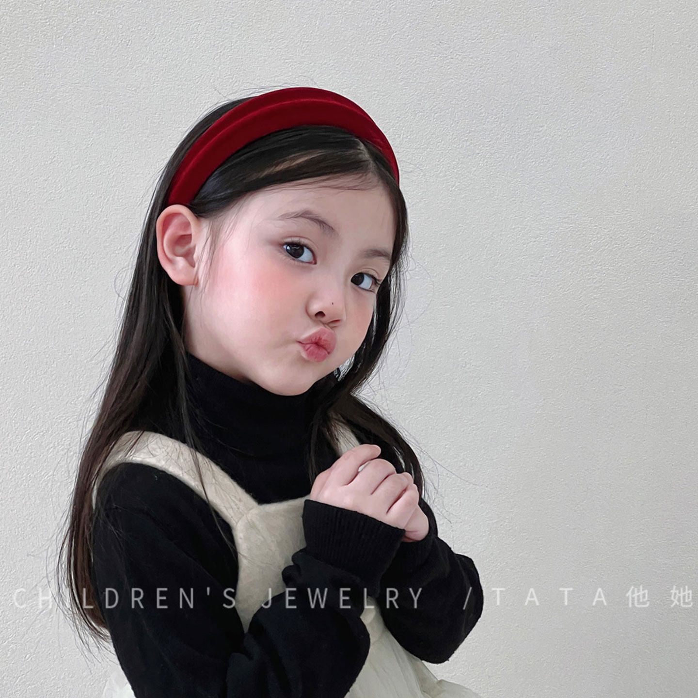 韩国姜黄色植绒宽边高颅顶发箍女童宝宝发饰头箍高级感百搭压发卡