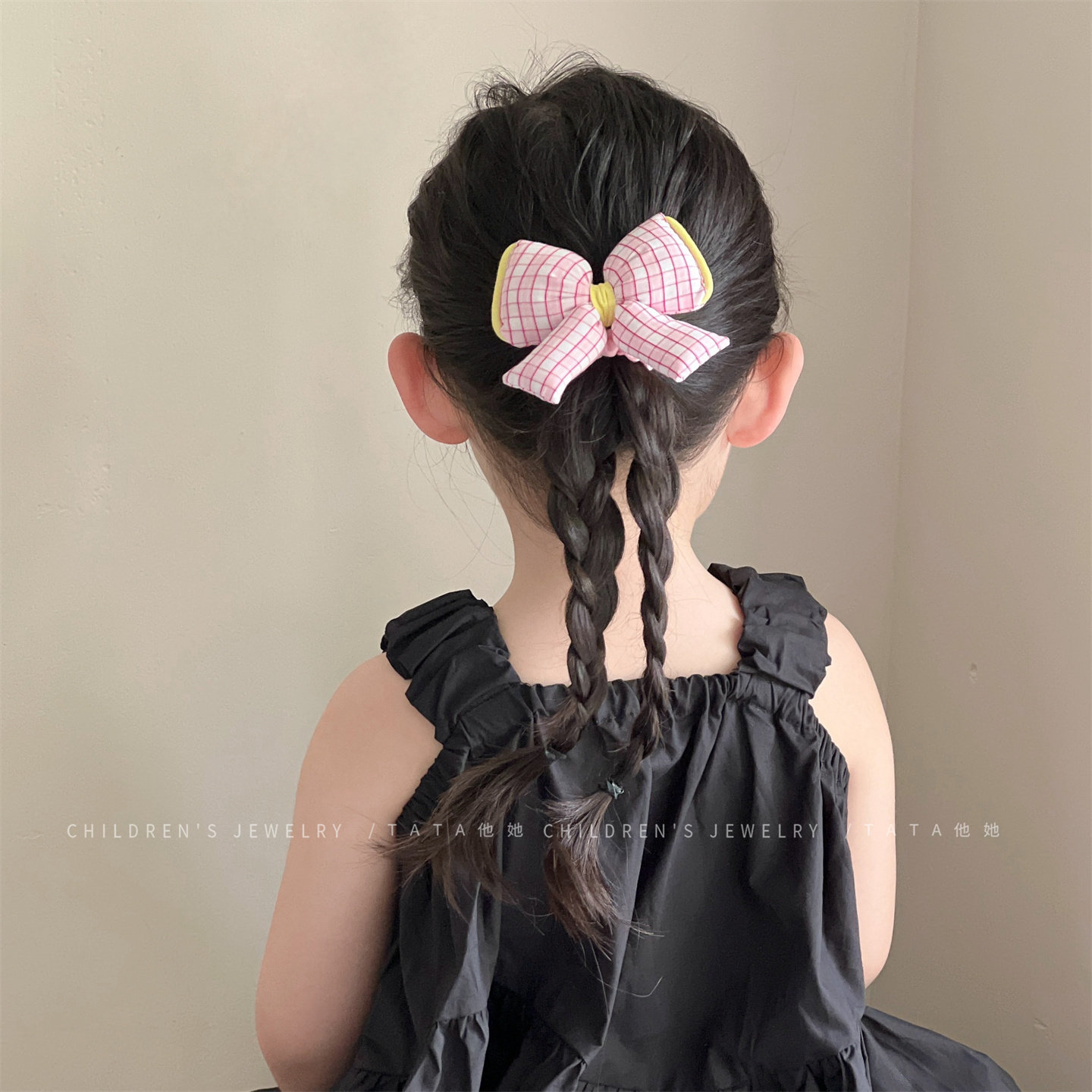 甜美儿童布艺格纹蝴蝶结发圈花朵碎花发绳女童扎马尾皮筋头绳发饰