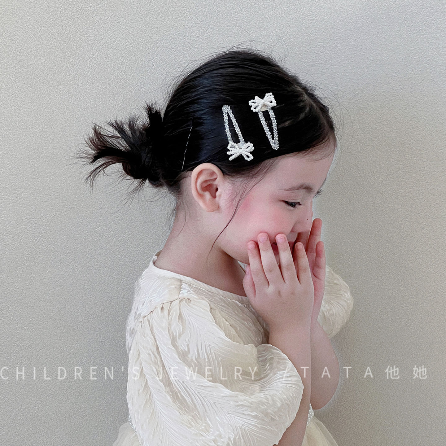 珍珠花朵发夹女童宝宝高级感