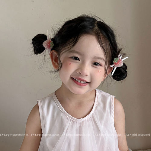 夏季女童甜美草莓BB夹不伤发发圈