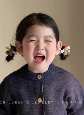 可爱卡通小狗发圈女童牛仔布艺