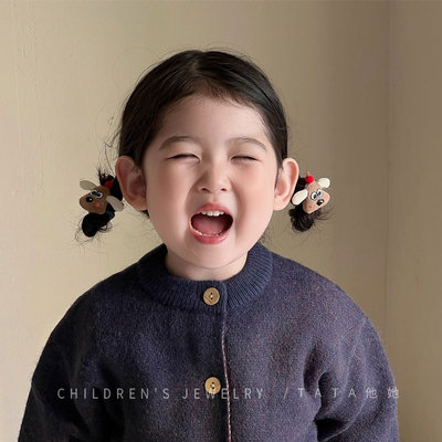 可爱卡通小狗发圈女童牛仔布艺