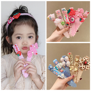 儿童碎发神器宝宝草莓熊刘海贴魔术贴女孩可爱发带女童发帖头饰