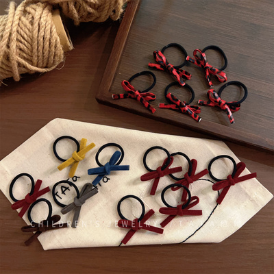 女宝宝豹纹蝴蝶结发圈弹力好头绳