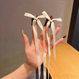儿童蝴蝶结飘带抓夹小女孩侧边刘海夹双马尾编发丝带发带女童发饰