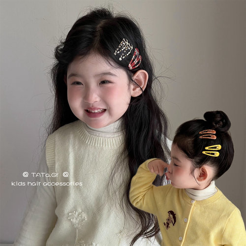 他她女童豹纹水滴BB夹刘海夹头饰