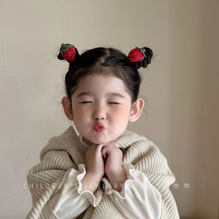 针织草莓南瓜发圈宝宝可爱毛线发绳高弹力不伤发头绳小女孩橡皮筋