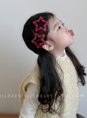 安可拉红色波点星星前额刘海碎发夹宝宝甜美百搭发卡小女孩发卡子