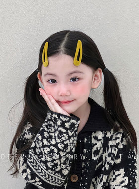 掰掰夹黄色丝绒bb夹女童百搭侧边夹刘海夹儿童时尚基础发饰碎发夹
