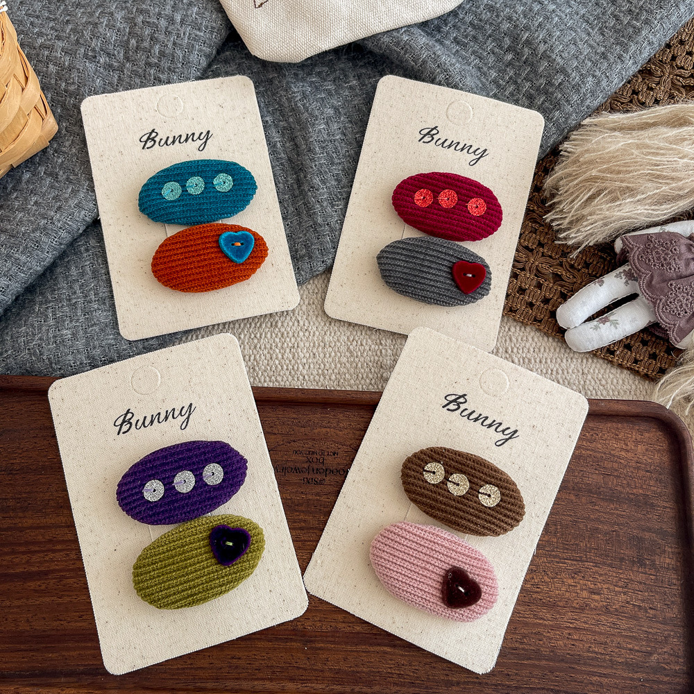 儿童新款丝绒椭圆bb夹发卡