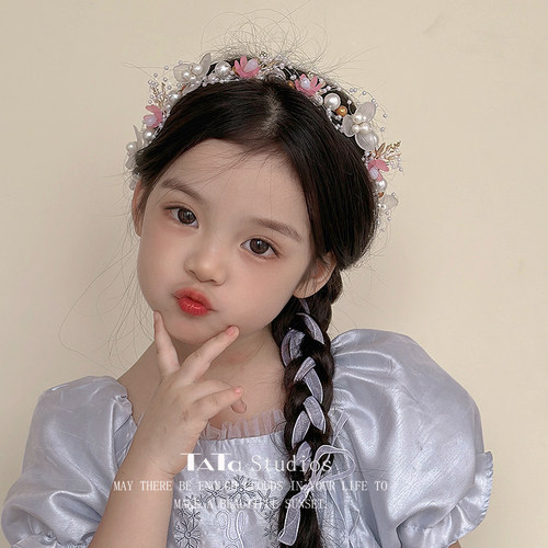 儿童森系珍珠花朵发箍