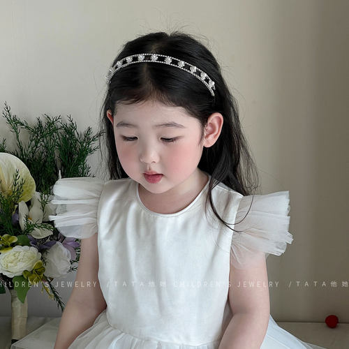 女童韩系高级感水钻珍珠防滑头箍