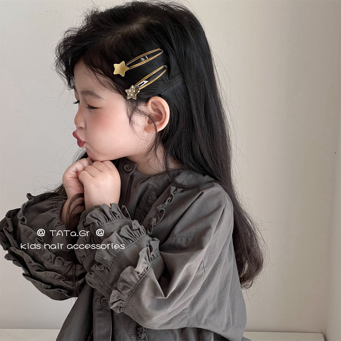 儿童波点五角星碎发夹子简约侧边夹女童掰掰夹前额刘海夹小众发夹
