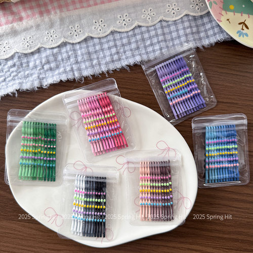 基础糖果色甜美波点马卡龙发夹