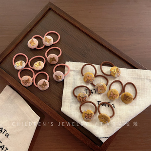 女宝宝新中式国蝴蝶布艺纽扣发饰儿童发夹发圈女童小号头绳小皮筋