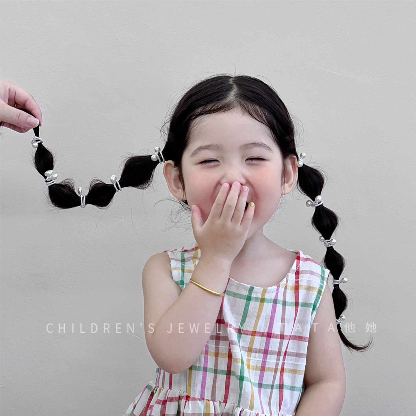 韩版银色珍珠蝴蝶结拇指发圈