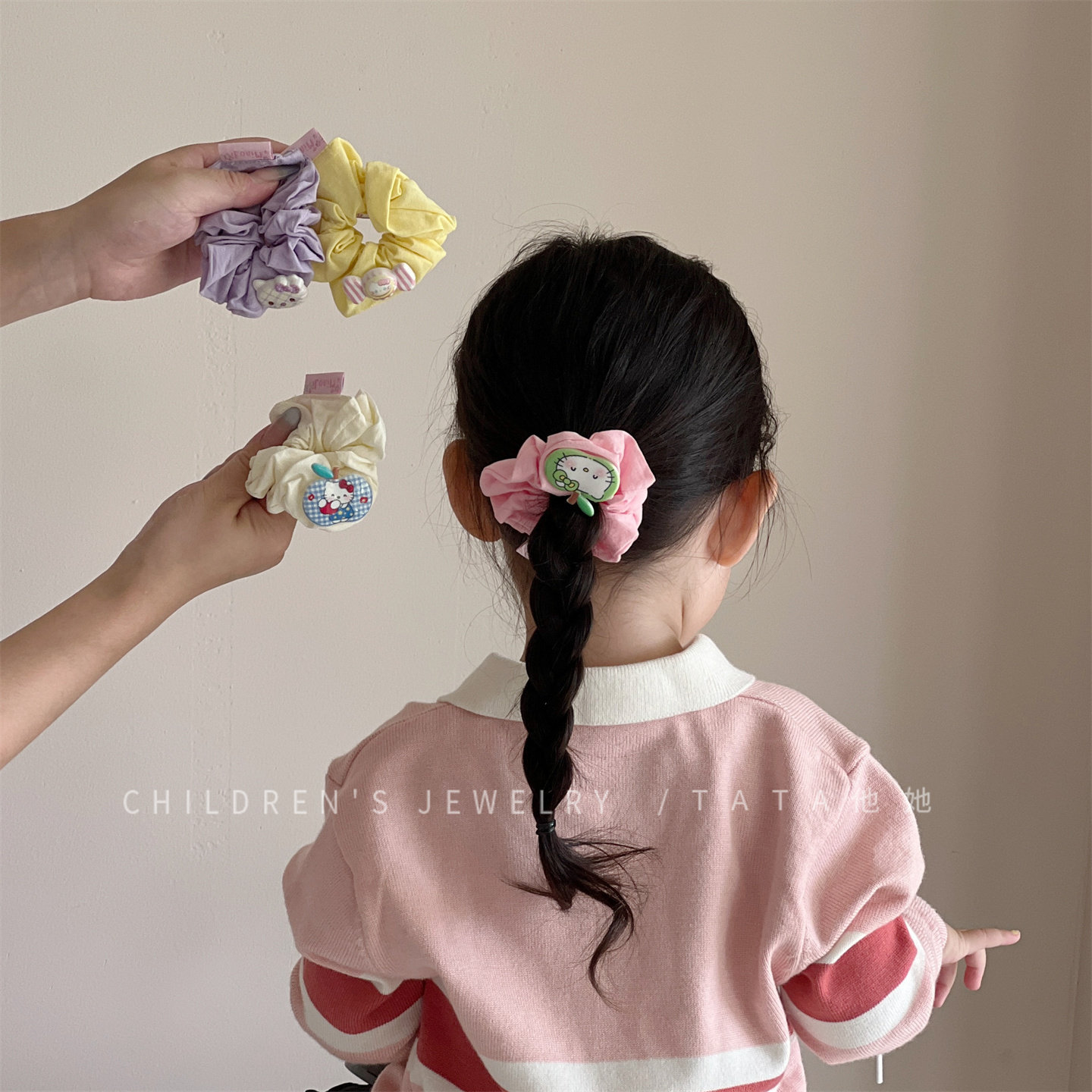 韩版宝宝KT猫甜美头头绳发圈卡通头饰儿童糖果色扎马尾小肠圈发绳