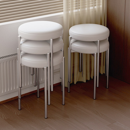 凳子家用结实耐用餐桌凳2025新款高板凳可叠放圆凳软包客厅备用凳