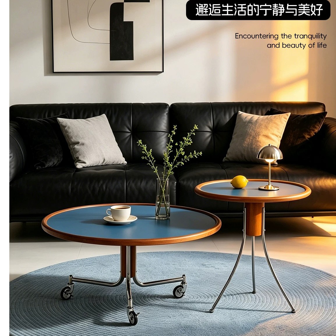 万虎茶几2026新款中古风阳台茶桌图片