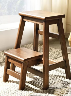 实木梯凳室内家用登高爬高二步阶梯凳可坐稳步高凳子梯子折叠两用