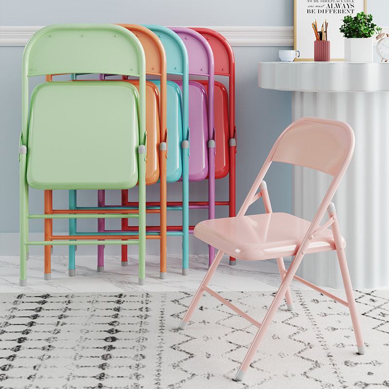 折叠椅子家用餐椅便携网红拍照卧室靠背椅宿舍简易凳子铁艺办公椅