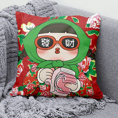 卡通趣味富婆发财抱枕靠垫靠枕