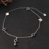 925纯银脚链女四叶草脚环小众足饰母亲节礼物骷髅松鼠2024年新款