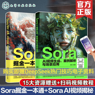 2册Sora掘金一本通 AI短视频原理提示词到商业盈利+Sora AI视频生成案例解析与场景应用 Sora文生视频 AI短视频生成技术指南书籍
